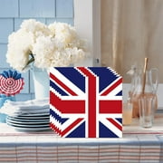 Qaailabf UK Independence Day Party Supplies Set | British Flag Red White Blue Design | 16 Disposable Paper Cups | VE Day 80th Anniversary Tableware | Patriotic Decor for Events \u0026 Celebrations
